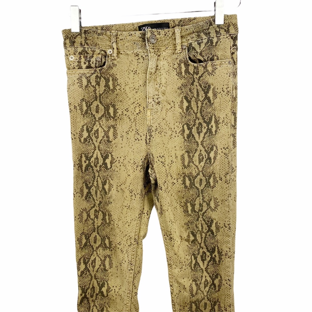 ZARA Python Snake Print High Waist Skinny Jeans 4 - Picture 4 of 11